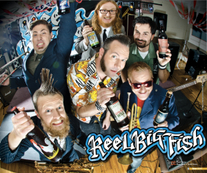 Reel Big Fish poses for the cover of Beer Magazine.