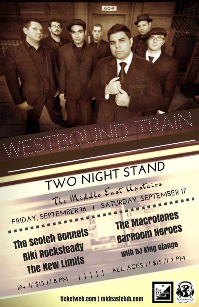 Westbound Train will grace the stage of the Middle East Upstairs two nights in September 2016